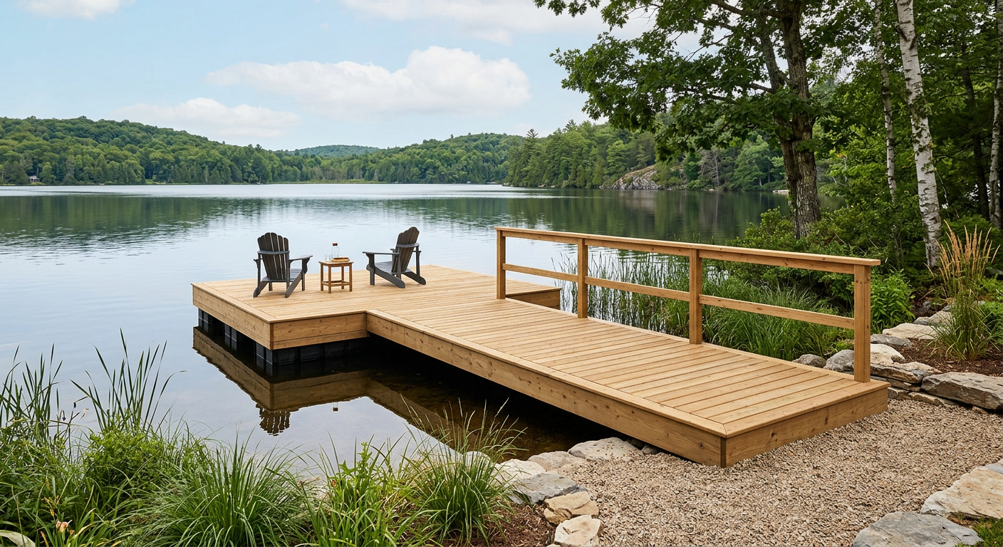 Decksforlife termine une terrasse flottante en bois traité sous pression