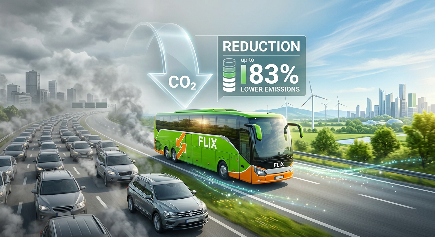 Les bus Flix peuvent réduire les émissions de CO2 jusqu'à 83 % par rapport aux voitures personnelles
