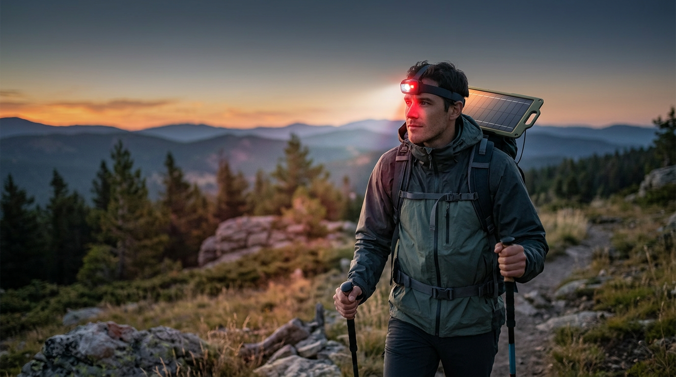 Solar-betriebene Stirnlampen bieten netzunabhängige Beleuchtung für Outdoor-Enthusiasten