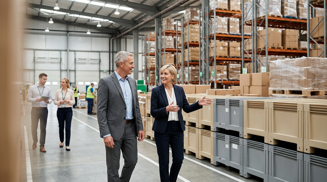 Schwedischer Infrastrukturminister besucht Jula Logistics in Falköping
